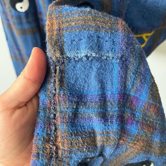 Urban Outfitters Out from Under Comfy Blue Plaid Peace Sign Pants XS - Picture 5 of 5